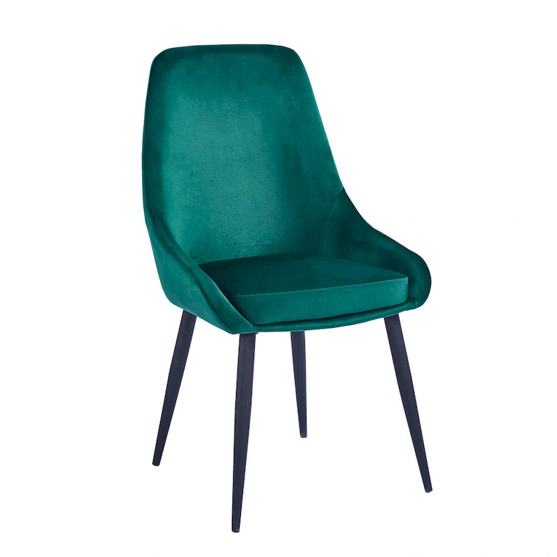 Lot de 2 chaises de salle à manger en velours de style Mid-Century avec pieds en acier thermolaqué, capacité de 120 kg