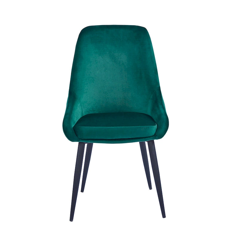 Lot de 2 chaises de salle à manger en velours de style Mid-Century avec pieds en acier thermolaqué, capacité de 120 kg