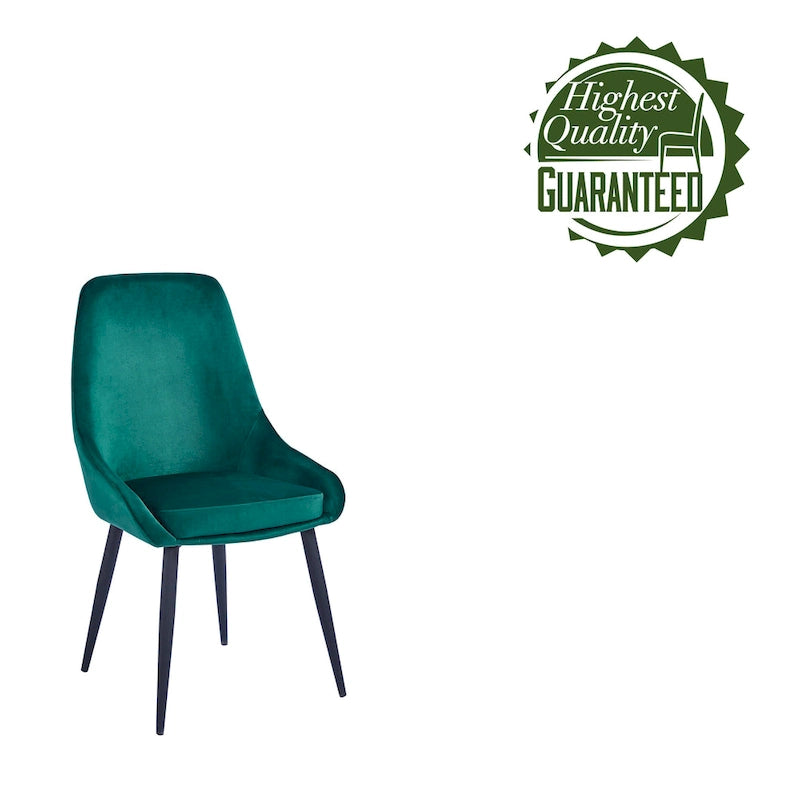 Lot de 2 chaises de salle à manger en velours de style Mid-Century avec pieds en acier thermolaqué, capacité de 120 kg