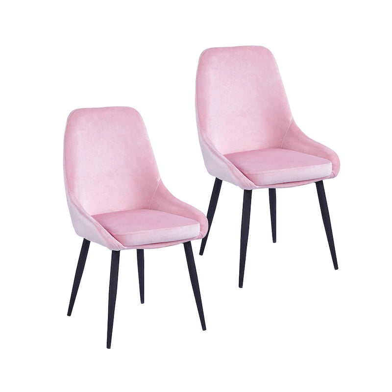 Lot de 2 chaises de salle à manger en velours de style Mid-Century avec pieds en acier thermolaqué, capacité de 120 kg