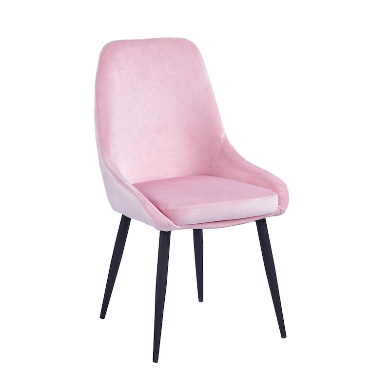 Lot de 2 chaises de salle à manger en velours de style Mid-Century avec pieds en acier thermolaqué, capacité de 120 kg