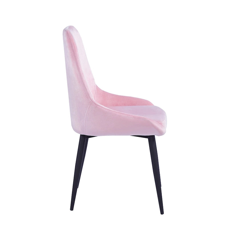 Lot de 2 chaises de salle à manger en velours de style Mid-Century avec pieds en acier thermolaqué, capacité de 120 kg