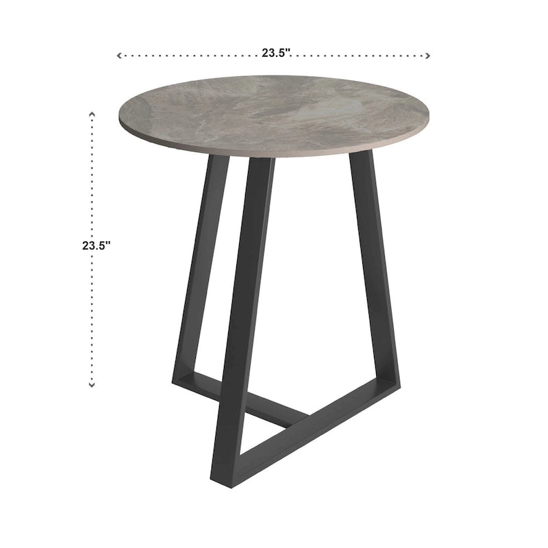 Tables en pierre frittée brillante avec piétement en métal gris