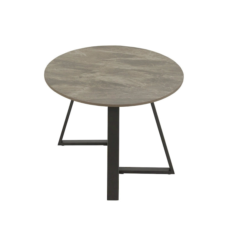 Tables en pierre frittée brillante avec piétement en métal gris