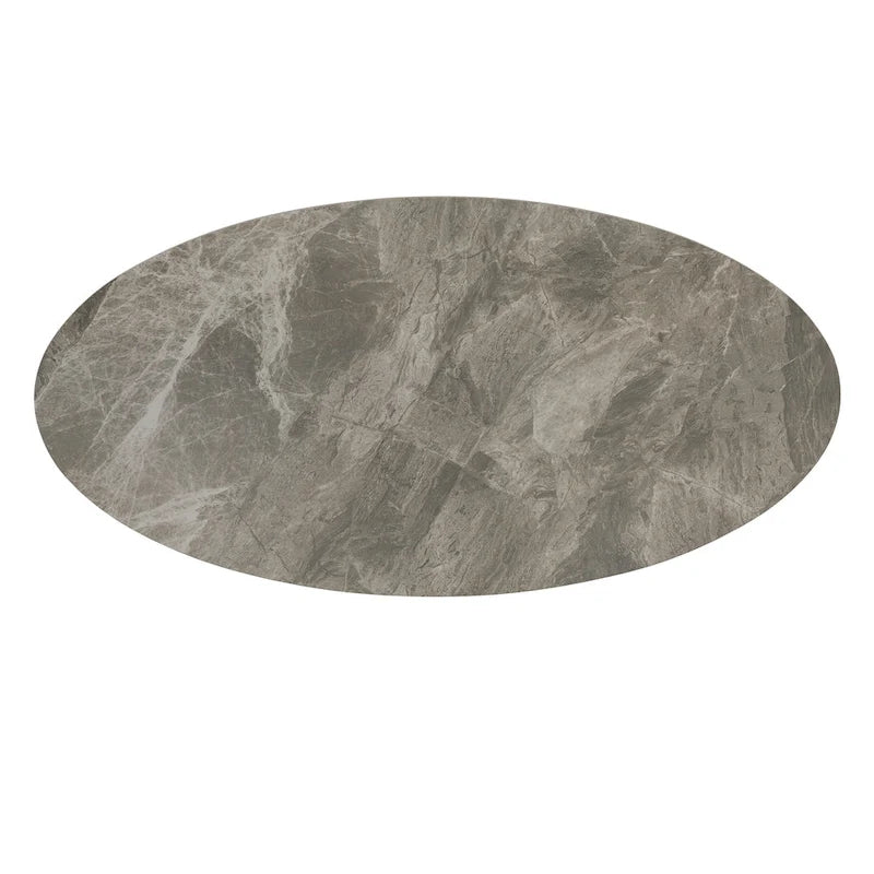 Tables en pierre frittée brillante avec piétement en métal gris