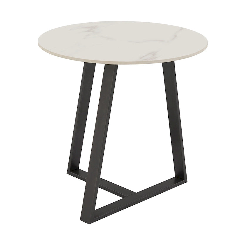 Tables en pierre frittée brillante avec piétement en métal gris