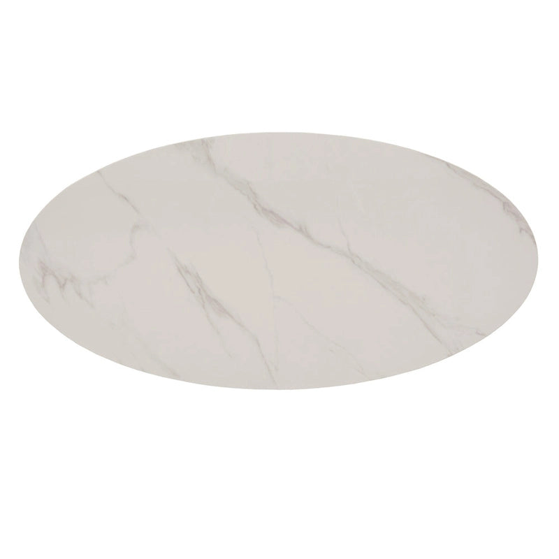 Tables en pierre frittée brillante avec piétement en métal gris
