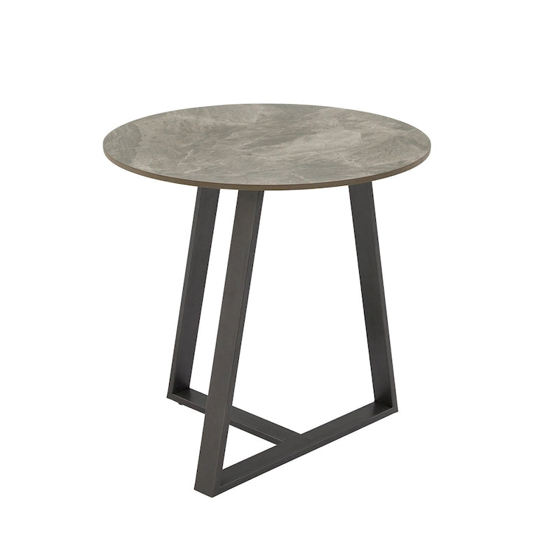 Tables en pierre frittée brillante avec piétement en métal gris