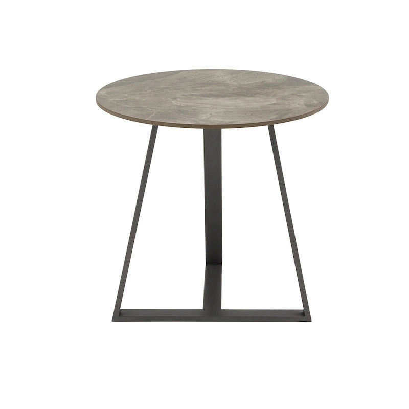 Tables en pierre frittée brillante avec piétement en métal gris