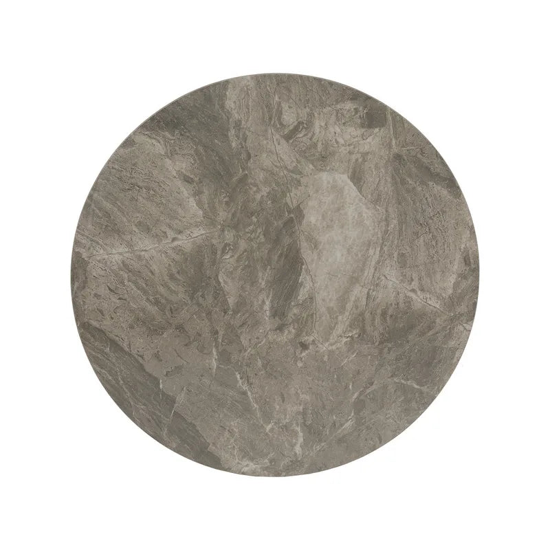 Tables en pierre frittée brillante avec piétement en métal gris
