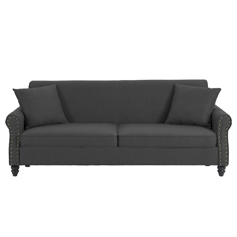 Canapé 73 po avec bras roulés et clous décoratifs, causeuse rembourrée
