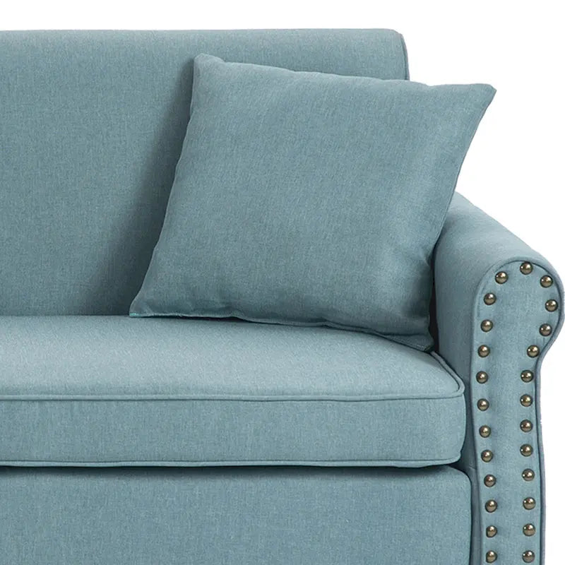 Canapé 73 po avec bras roulés et clous décoratifs, causeuse rembourrée