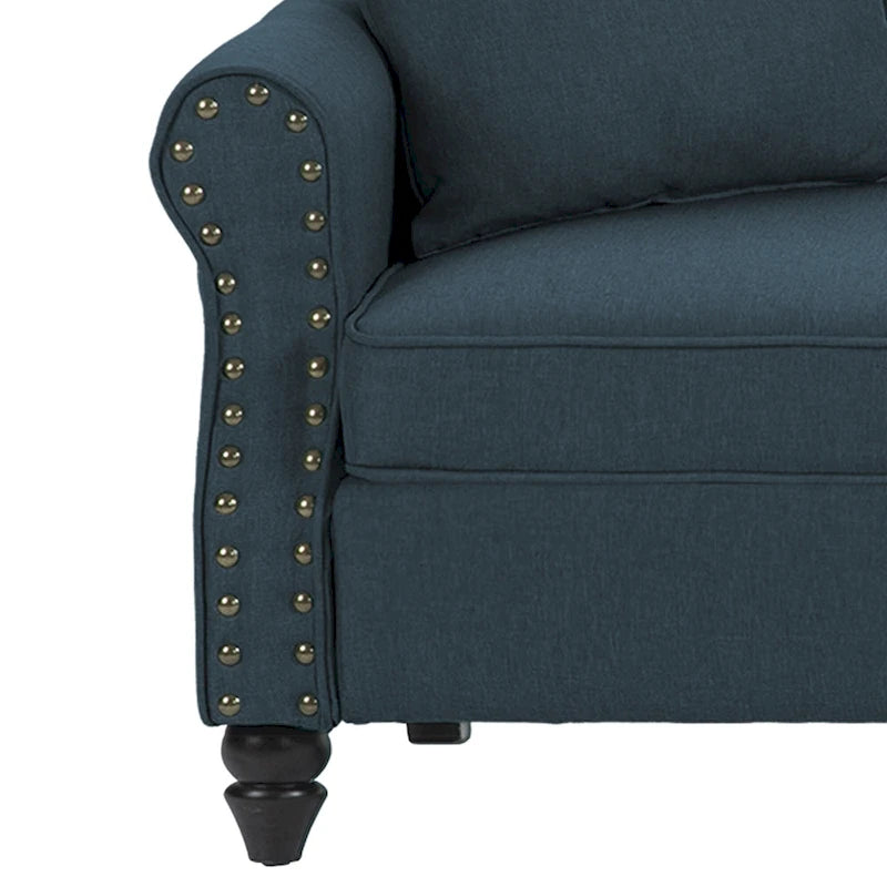 Canapé 73 po avec bras roulés et clous décoratifs, causeuse rembourrée
