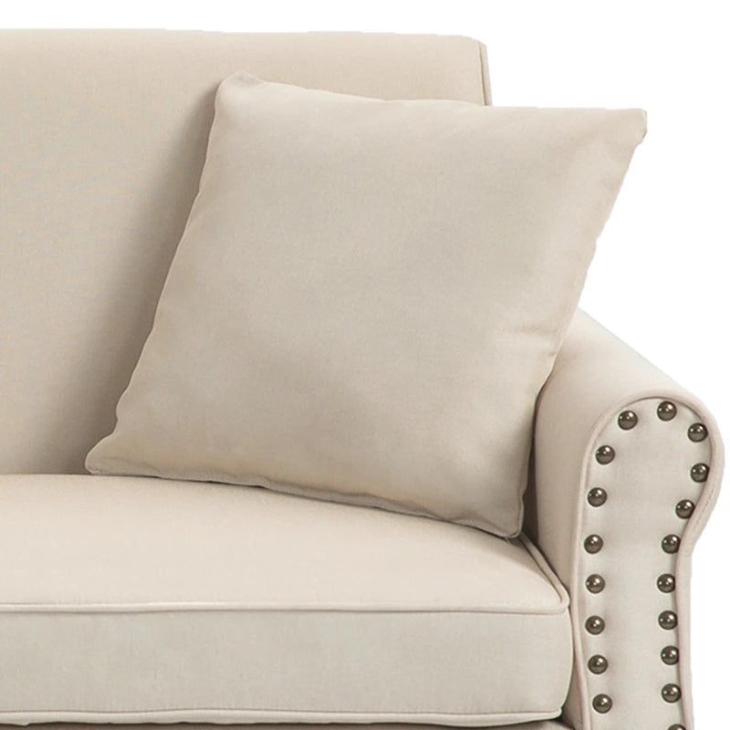 Canapé 73 po avec bras roulés et clous décoratifs, causeuse rembourrée