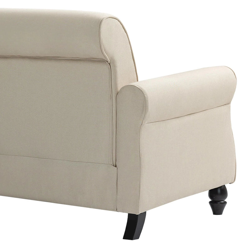 Canapé 73 po avec bras roulés et clous décoratifs, causeuse rembourrée