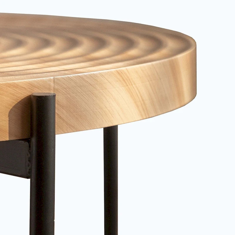 Table basse ronde au design moderne avec piètement en métal croisé