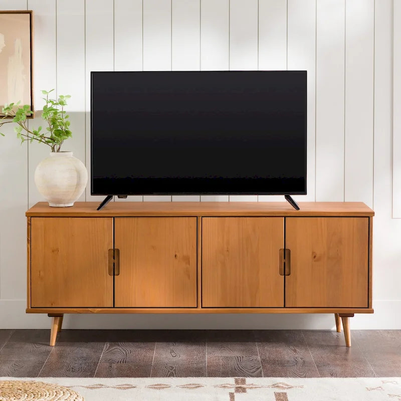 Meuble TV en bois massif de style Mid-Century Modern