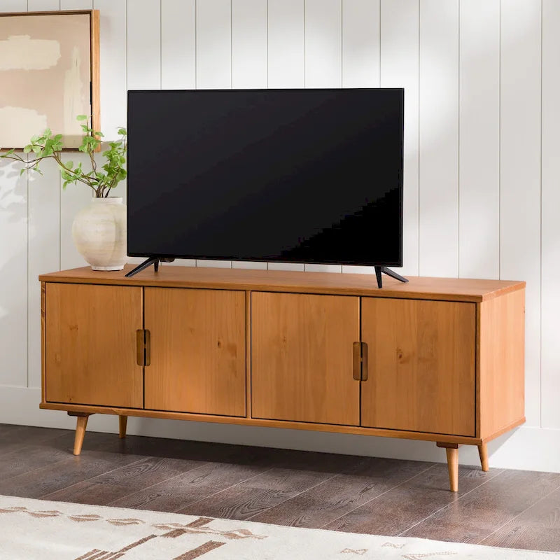 Meuble TV en bois massif de style Mid-Century Modern