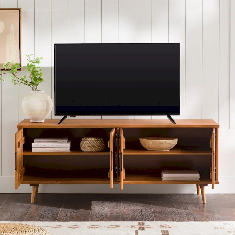 Meuble TV en bois massif de style Mid-Century Modern