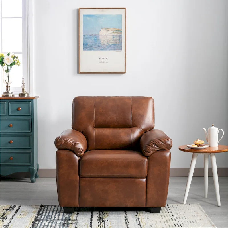 Fauteuils d'appoint rembourrés en similicuir pour le salon