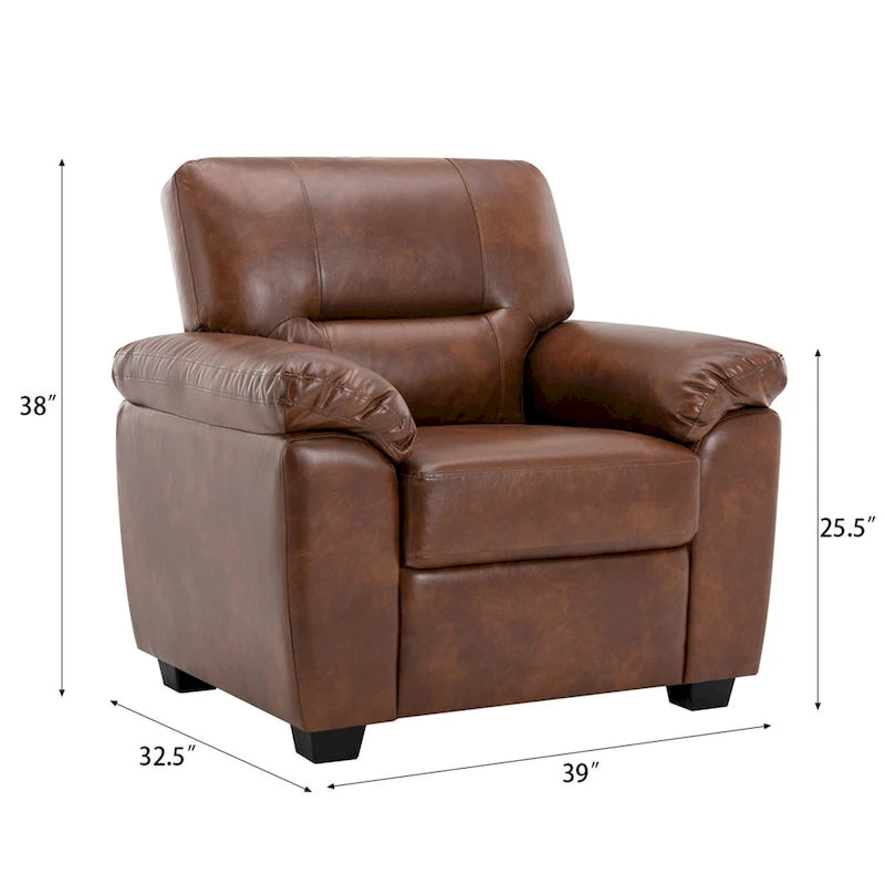Fauteuils d'appoint rembourrés en similicuir pour le salon
