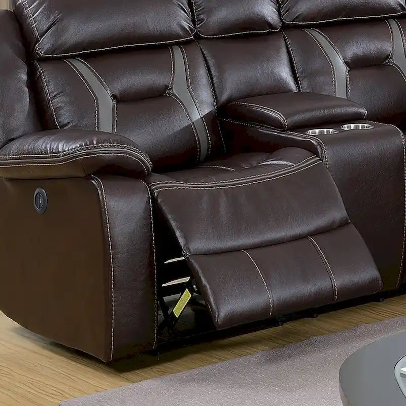Canapé sectionnel inclinable électrique en similicuir Gel avec chargeur USB