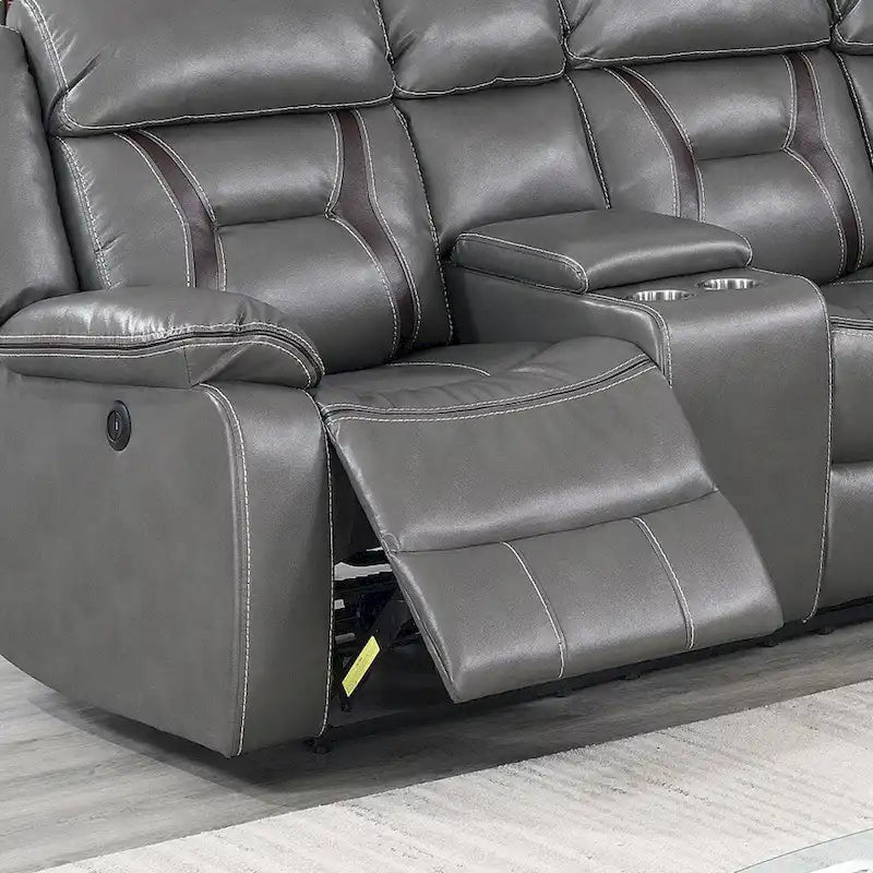 Canapé sectionnel inclinable électrique en similicuir Gel avec chargeur USB