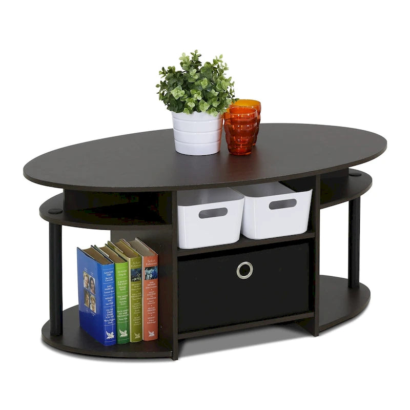 Table basse ovale en noyer