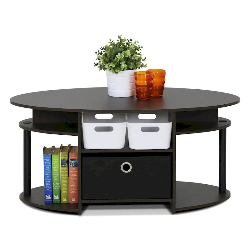 Table basse ovale en noyer