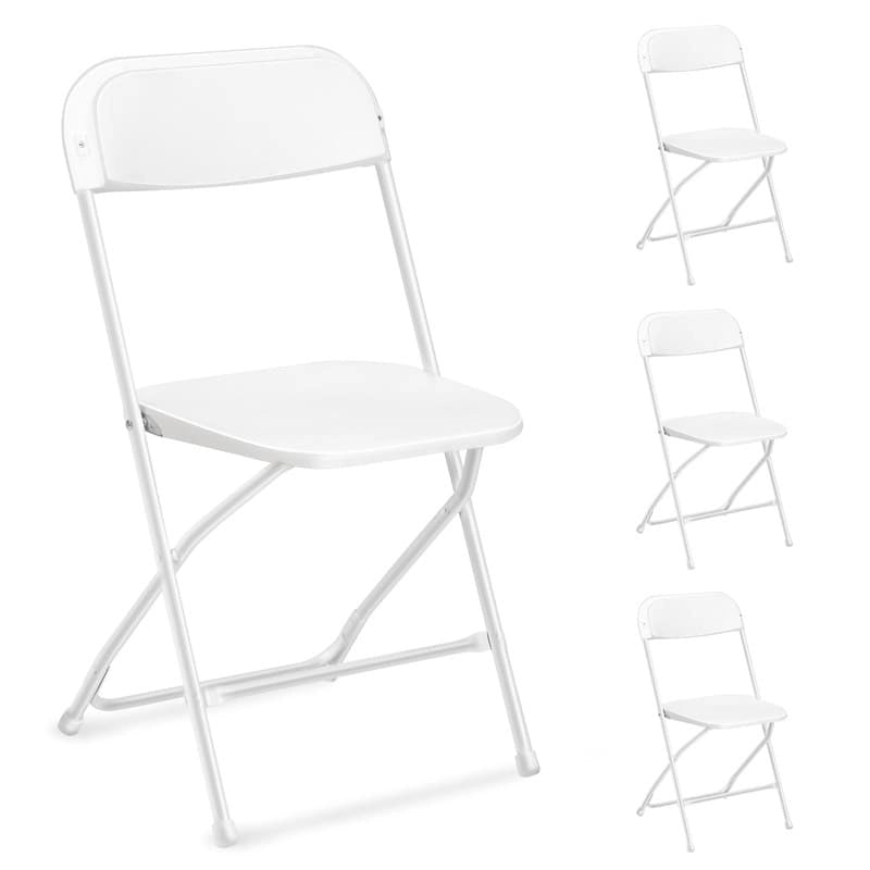 Lot de 4 chaises pliantes en plastique, chaise d'événement intérieure/extérieure, cadre en acier portable et empilable, chaises commerciales