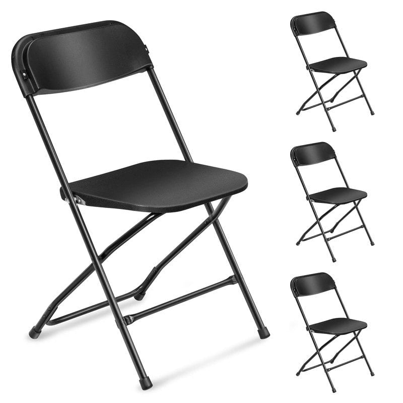 Lot de 4 chaises pliantes en plastique, chaise d'événement intérieure/extérieure, cadre en acier portable et empilable, chaises commerciales