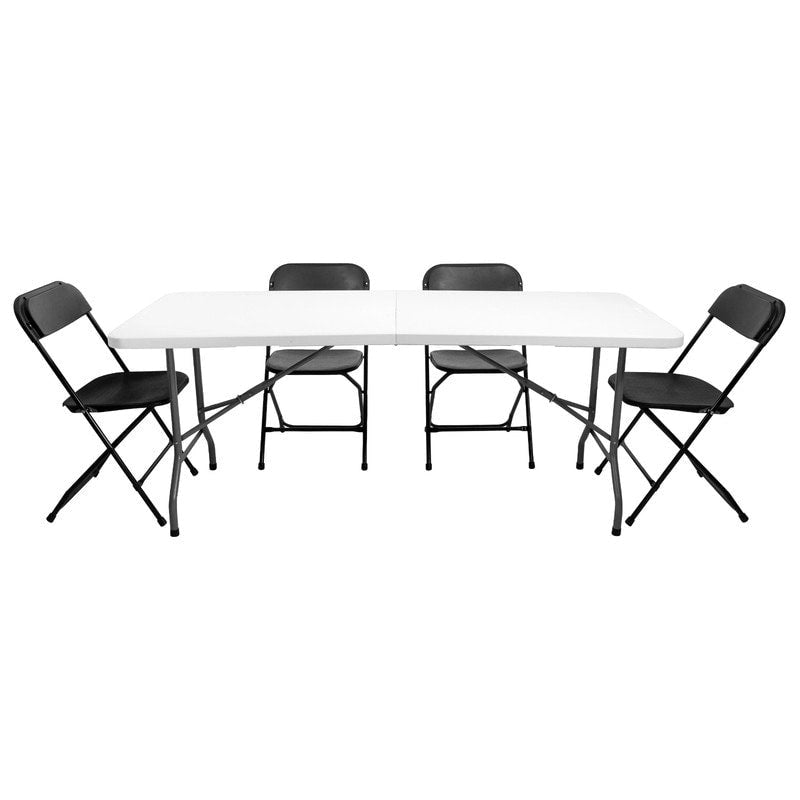 Lot de 4 chaises pliantes en plastique, chaise d'événement intérieure/extérieure, cadre en acier portable et empilable, chaises commerciales
