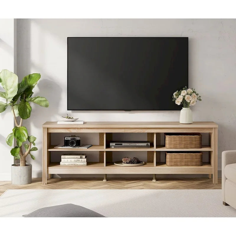 Meuble TV 70 pouces pour TV 75 pouces, console TV de centre de divertissement classique