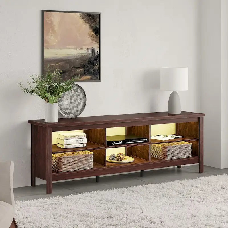 Meuble TV 70 pouces pour TV 75 pouces, console TV de centre de divertissement classique