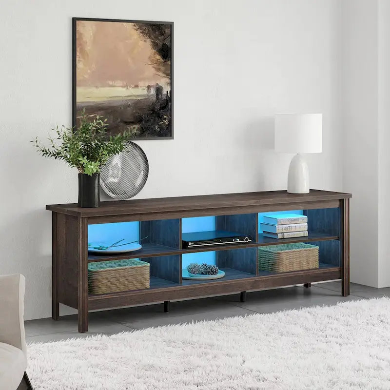 Meuble TV 70 pouces pour TV 75 pouces, console TV de centre de divertissement classique