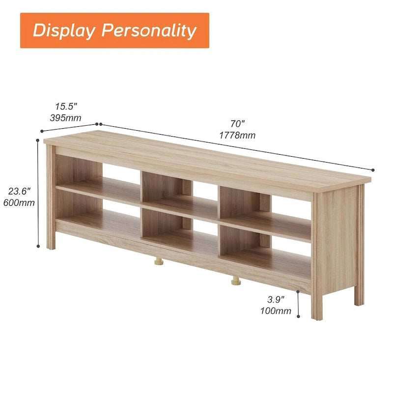 Meuble TV 70 pouces pour TV 75 pouces, console TV de centre de divertissement classique