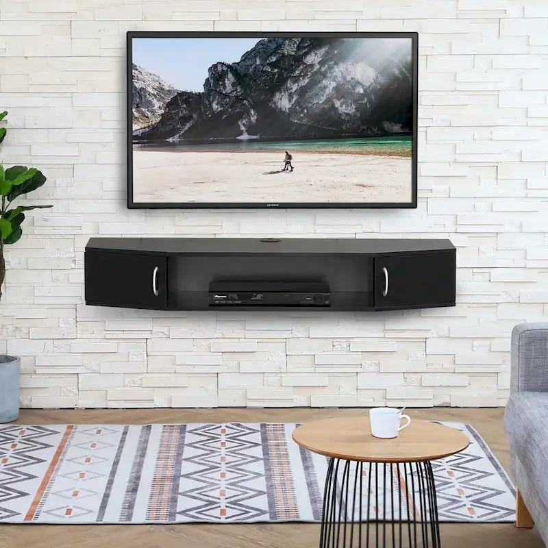 Console média TV murale Meuble de rangement flottant - 43,3