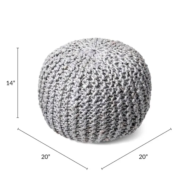 Pouf ottoman classique en jute tricoté uni
