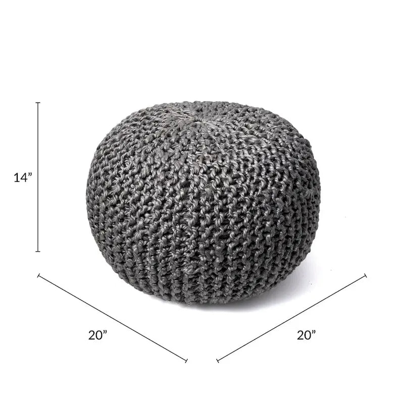 Pouf ottoman classique en jute tricoté uni
