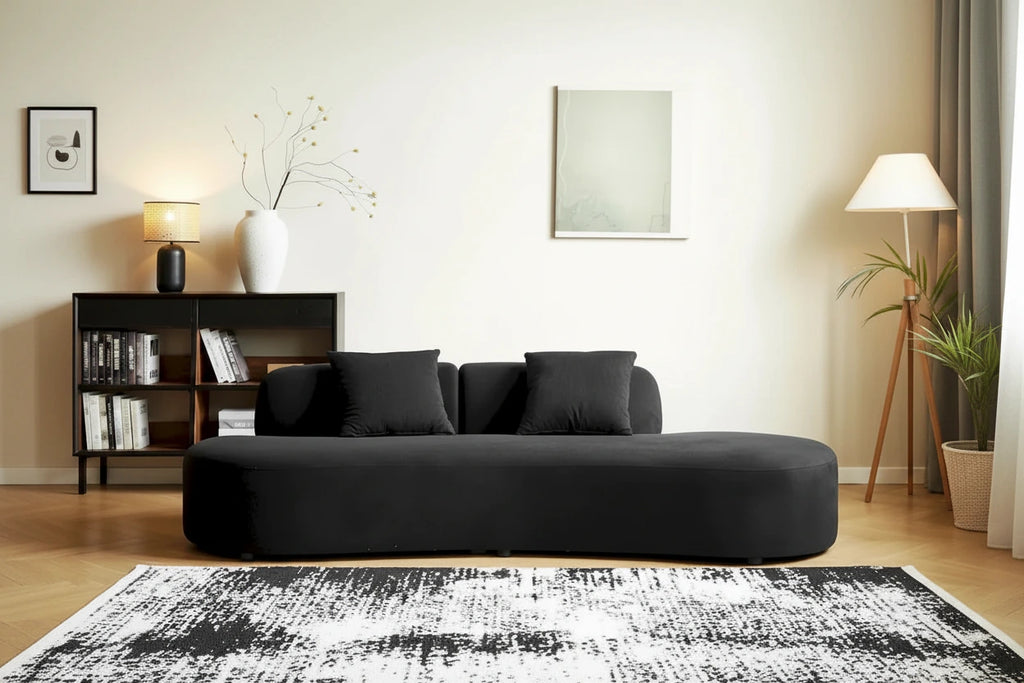 90.2 inch Half Moon Curved Velvet Living Room Sofa