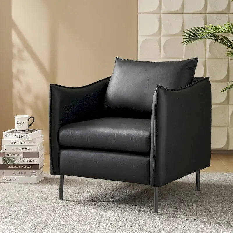 Fauteuil moderne en tissu anti-rayures avec pieds en métal noir