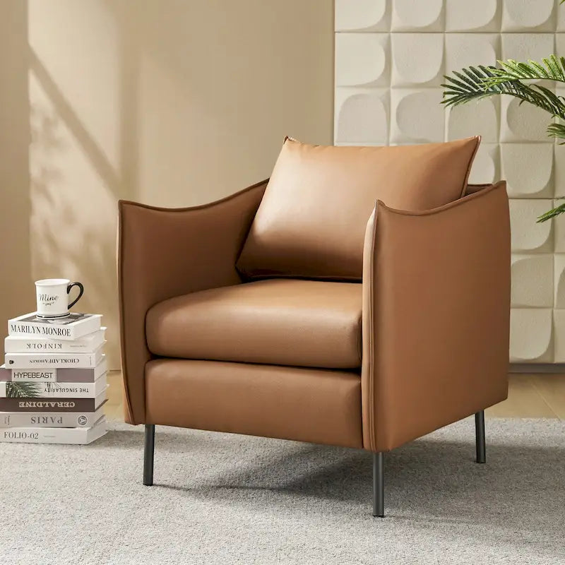 Fauteuil moderne en tissu anti-rayures avec pieds en métal noir