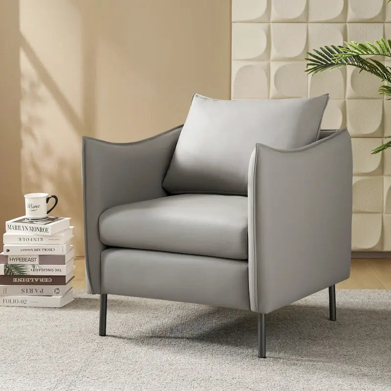 Fauteuil moderne en tissu anti-rayures avec pieds en métal noir