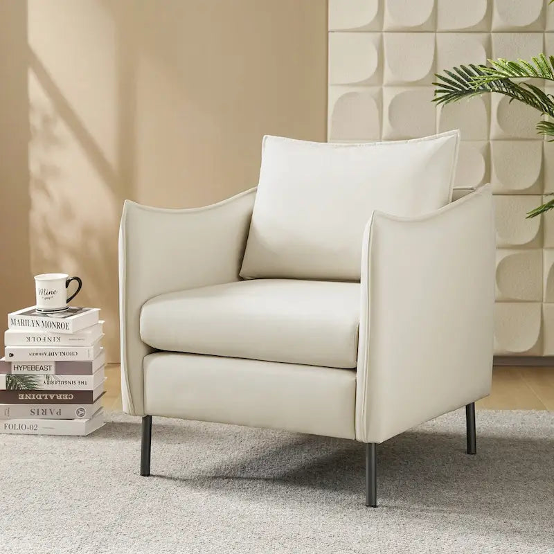 Fauteuil moderne en tissu anti-rayures avec pieds en métal noir