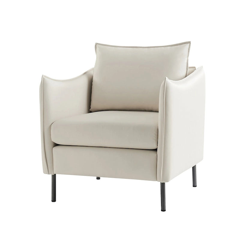 Fauteuil moderne en tissu anti-rayures avec pieds en métal noir