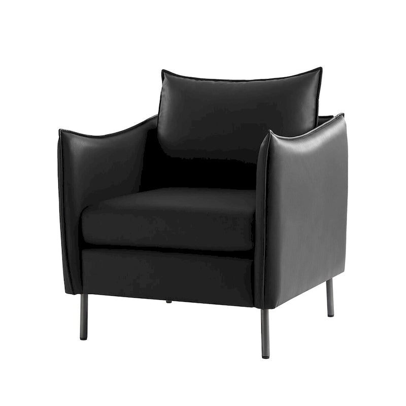 Fauteuil moderne en tissu anti-rayures avec pieds en métal noir