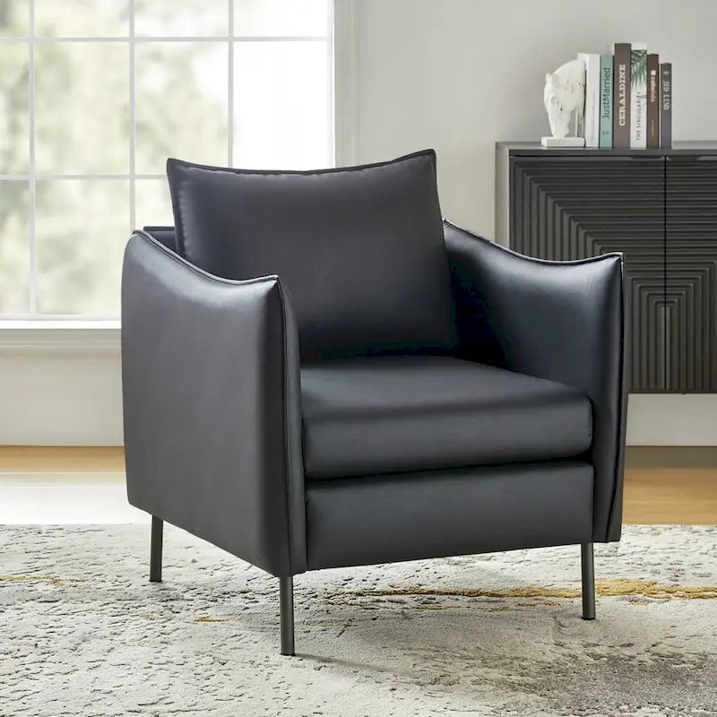Fauteuil moderne en tissu anti-rayures avec pieds en métal noir