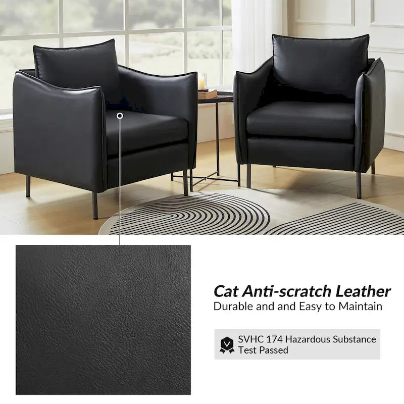 Fauteuil moderne en tissu anti-rayures avec pieds en métal noir