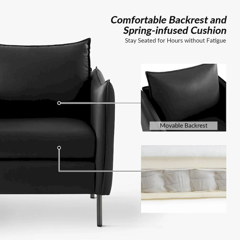 Fauteuil moderne en tissu anti-rayures avec pieds en métal noir