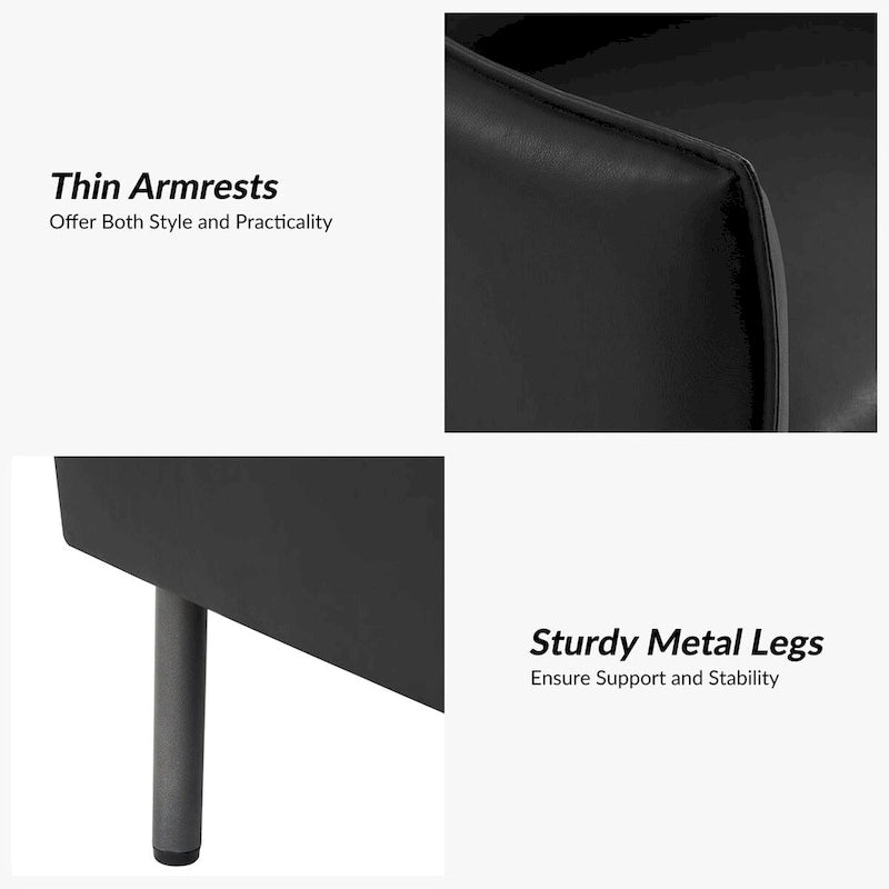 Fauteuil moderne en tissu anti-rayures avec pieds en métal noir
